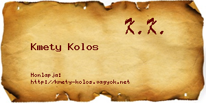 Kmety Kolos névjegykártya